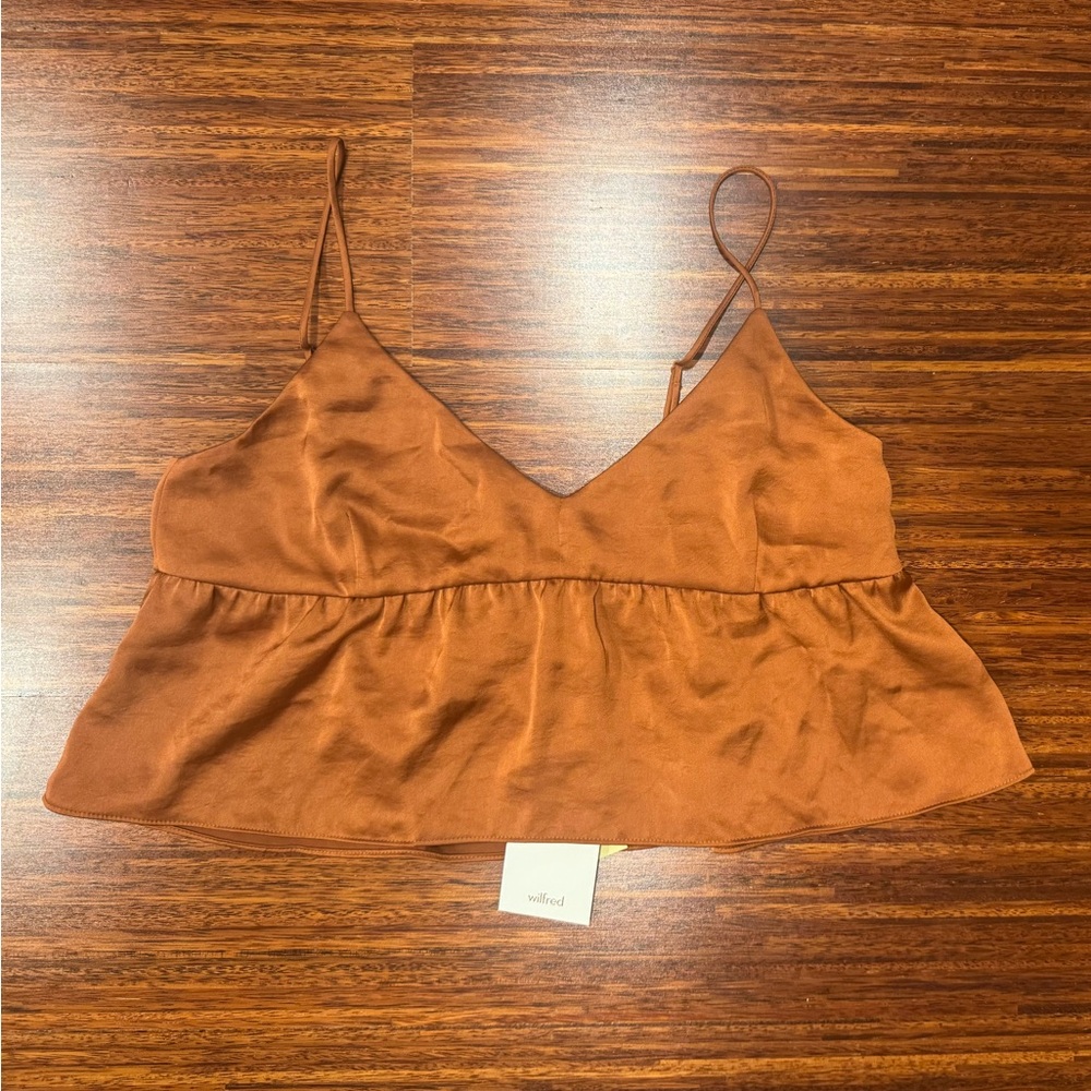 Aritzia Wilfred cropped Lover tank in anise brown XS NWT